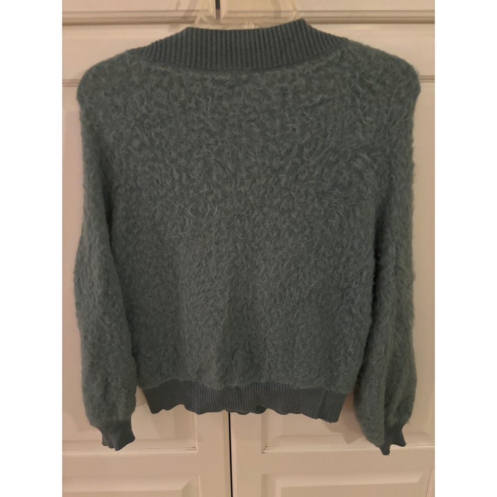 URBAN OUTFITTERS Fuzzy Textured‎ Crew Neck Sweater Teal Blue XS TP - Picture 4 of 5